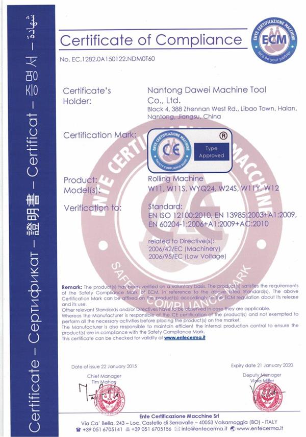卷板机CE认证